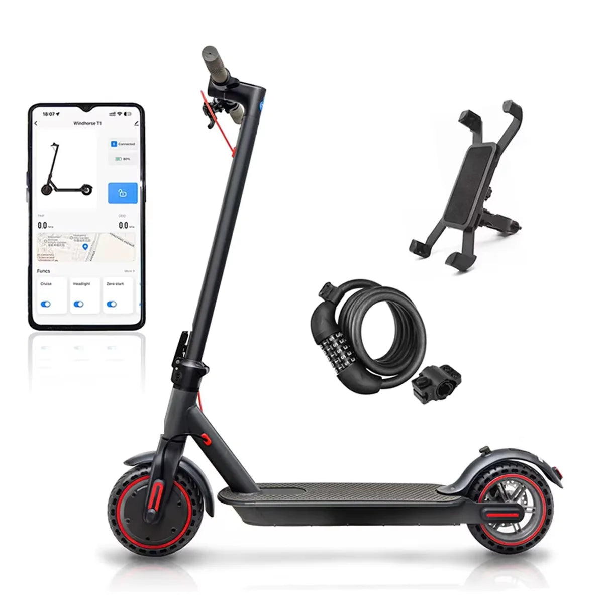 350W Folding Electric Scooter Aluminum Alloy  8.5" Tire 36V 10.4AH Lithium Battery With App Kick Scooter For Adults Escooter