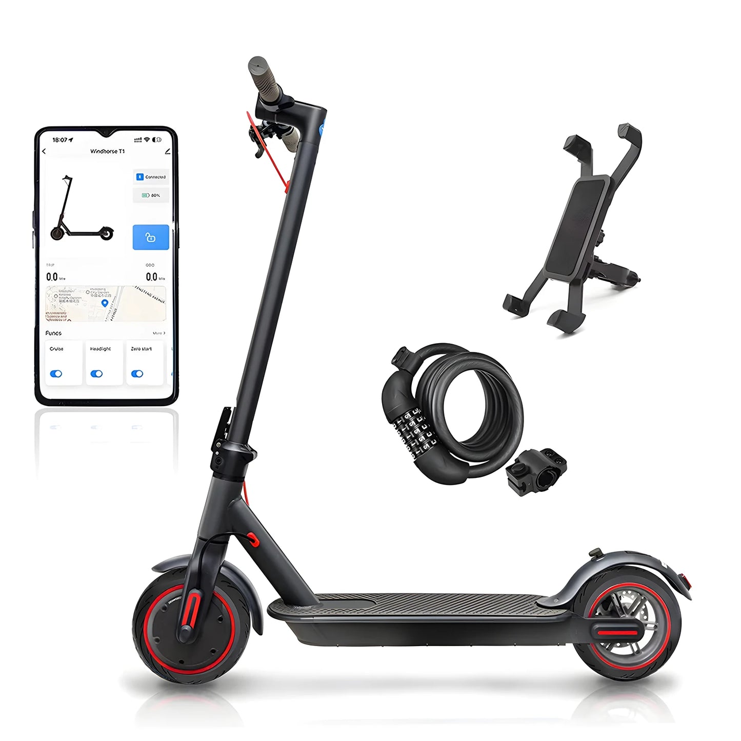 350W Folding Electric Scooter Aluminum Alloy  8.5" Tire 36V 10.4AH Lithium Battery With App Kick Scooter For Adults Escooter